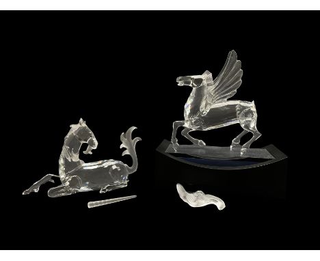 Two Swarovski Crystal Annual Edition "Fabulous Creatures" figures: 1998 The Pegasus, with stand and 1996 The Unicorn, both wi
