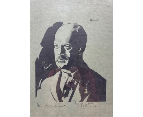 Jacob Kramer (British 1892-1962): Man with Pipe, lithograph signed and numbered 3/80, 32cm x 22cm