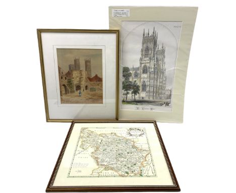 Alfred Durham (British early 20th century): Bootham Bar Before York Minster, watercolour signed together with F Bedford after