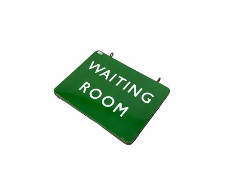 British Rail two way green enamel waiting room sign, 61cm x 46cm
