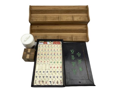 1920's Antique Mahjong Set with 145 Bone & Bamboo Tiles and Instruction  Booklet