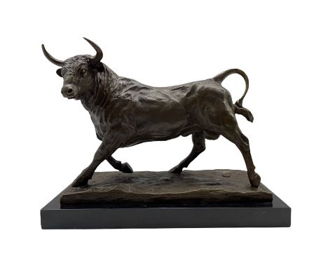 Bronze model of a bull, after 'Milo', with foundry mark, L36cm, D16cm, H27cm