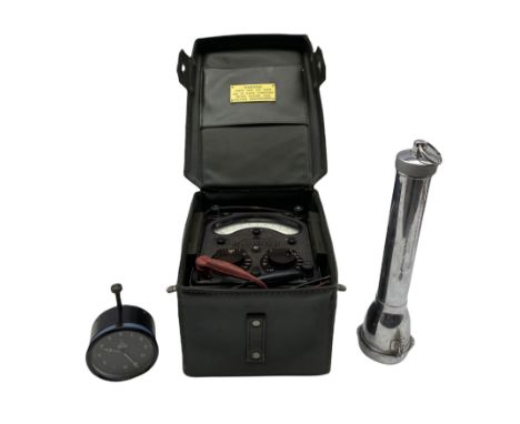 Vintage Smiths car dashboard clock, Universal miners torch by Ceag, Barnsley and a Universal Avometer test set Multirange No.