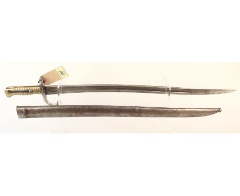 A Dutch model 1873 brass hilted 'Beaumont' sabre bayonet with scabbard