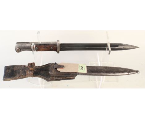 A German Third Reich era 1884/98 knife bayonet with scabbard and leather frog