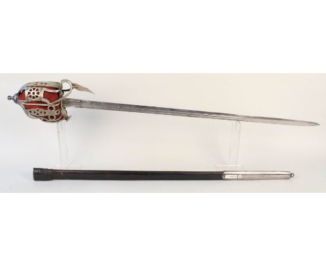 A British (Scottish) Victorian Argyll and Sutherland Highlanders basket hilted broadsword by S.J.Pillin London with scabbard 