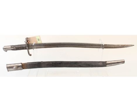 A British model 1856 sword bayonet with scabbard (scabbard as found)