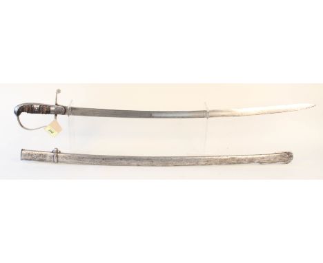 An early 19th Century Cavalry sabre with scabbard (possibly Turkish)