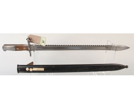 A Swiss model 1914 Schmidt-Rubin engineers (sawback) bayonet with scabbard