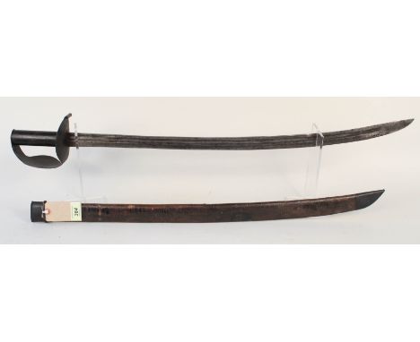 A British Naval 'figure of eight' cutlass circa 1800, a rare model complete with scabbard