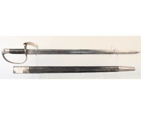 A British model 1879 sawback Artillery sword bayonet with scabbard, a good honest example