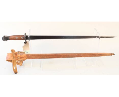 A Dutch model 1895 sword bayonet with leather scabbard