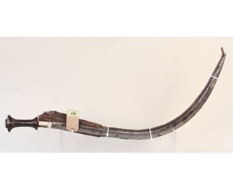 An Abyssinian 'Shotel' with leather scabbard