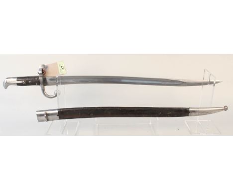 A Danish model 1867 sabre bayonet with leather scabbard