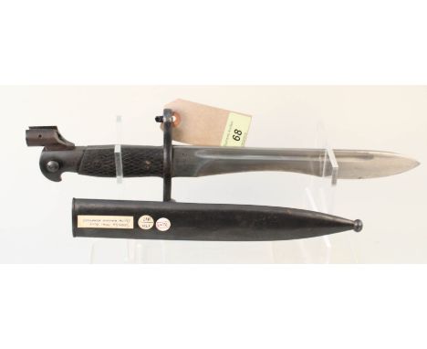 A Spanish model 1941 'Bolo' bayonet with scabbard (bayonet with Mauser adaptor)