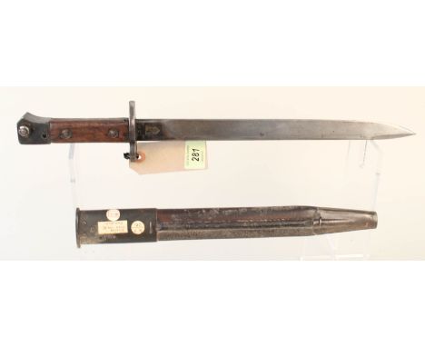 An Indian model 1944 MkIII Enfield bayonet with scabbard