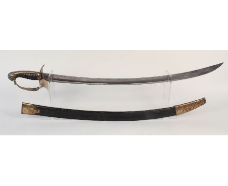 A British 1803 patt Infantry/Flank Officers sword with brass mounted leather scabbard