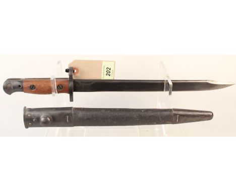 An Indian MkII bayonet dated 1943 with scabbard