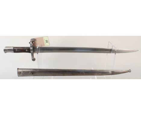 A Portuguese model 1885 (Guedes rifle) bayonet and scabbard