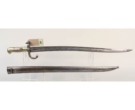 A Dutch model 1873 brass hilted sabre bayonet with scabbard (conversion)