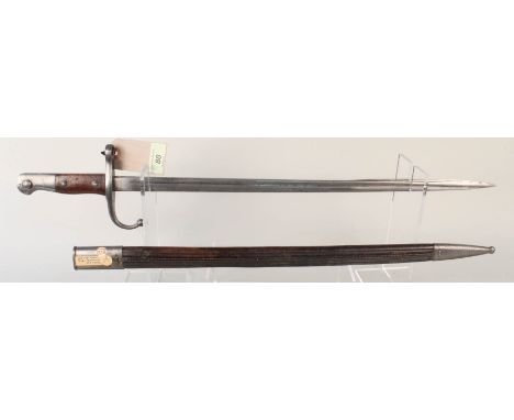 A Turkish model 1903 (long blade) bayonet and leather scabbard