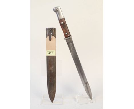 A German model 1914 sawback bayonet with Ersatz steel scabbard