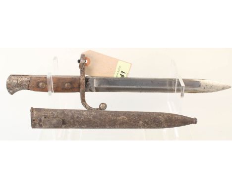 A Belgium model 1889 Infantry bayonet with scabbard (as found)