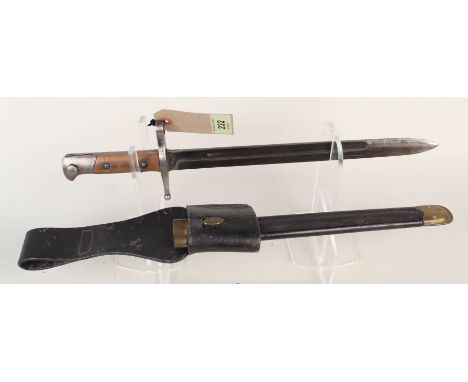 An Italian model 1891 bayonet with leather scabbard and frog