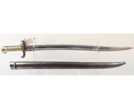 A French model 1842/59 brass hilted sabre bayonet with scabbard