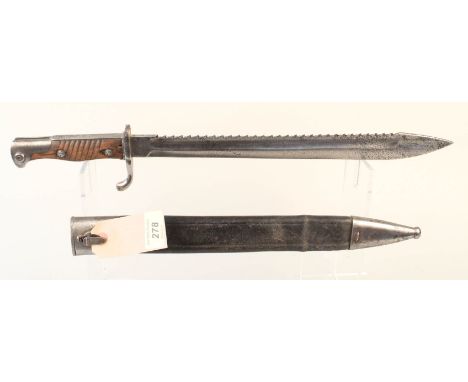 A German model 1898/05 MkI 'butcher' sawback bayonet with leather scabbard