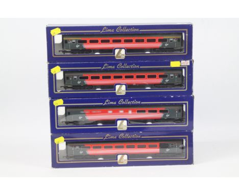Lima - Four boxed Lima OO gauge passenger coaches in Virgin livery. Lot consists of Op.No. 41168 Mk3 1st Open; Op.No.42316 Mk