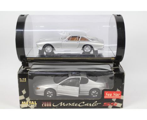 Hot Wheels - Sun Star - 2 x boxed 1:18 scale cars, a Ferrari 250 GT Berlinetta Lusso # G7239 and a 2000 Chevrolet Montecarlo 