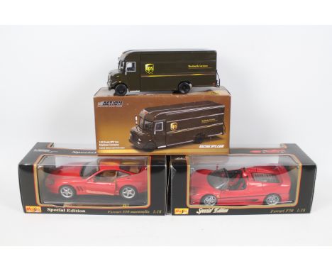 Maisto - Action - Three boxed diecast vehicles. Lot consists of Maisto 'Special Edition' 1:18 Ferrari 550 Maranello; Maisto '