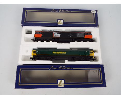 Lima - Two boxed Lima OO gauge diesel locomotives. Lot consists of Lima #205229 Class 66 Op.No.66501 in Freightliner green li