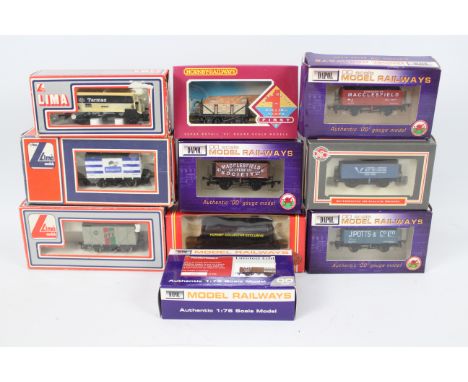 Dapol - Hornby - Lima - Ten boxed items of OO gauge freight rolling stock. Lot includes Hornby 'Super Detail' R040 4 Plank Wa