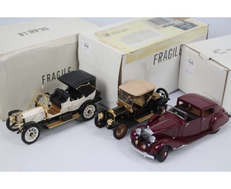 Franklin Mint - 3 x boxed vehicles in 1:24 scale, Rolls Royce Phantom, Cadillac Roaster and Packard Victoria. They all appear
