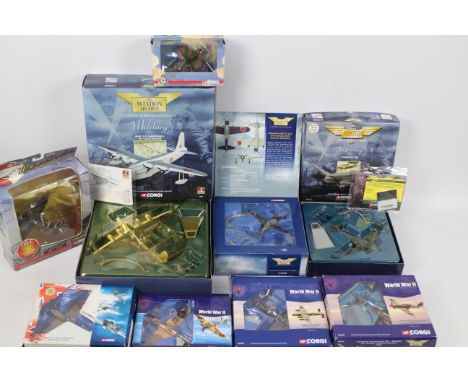 Corgi - Aviation Archive - 9 x boxed aircraft models including Short Sunderland S.25 # 48801, Douglas DC3 # 47106, Mitsubishi