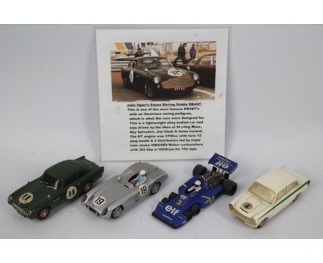 Scalextric, Hornby - Four unboxed Scalextric and Airfix slot cars. Lot consists of Scalextric Aston Martin DB5 (China) (custo