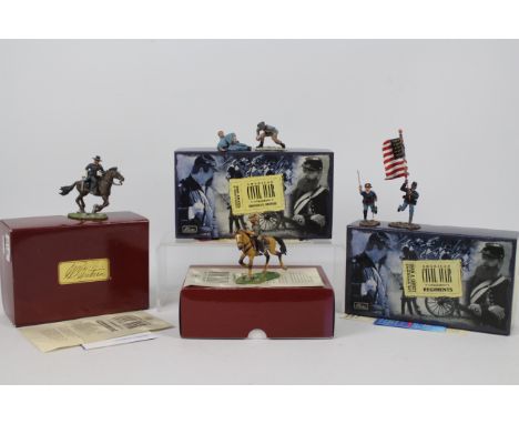 Britains - Four boxed 54mm figures from the Britains 'American Civil War' series. Lot consists of #17487 Brigadier General Jo