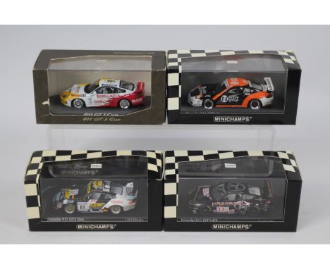 Minichamps - 4 x Porsche 911 models in 1:43 scale including limited edition 2007 GT3 Cup 1 of only 480 produced, a 1999 GT2 E