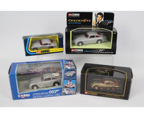 Corgi - James Bond - 4 x boxed Aston Martin DB5 models including limited edition gold finish model # 96656, Goldeneye edition