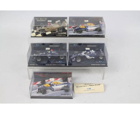 Minichamps - 5 x boxed Williams F1 cars in 1:43 scale including Nigel Mansell's Williams Renault, Mark Webber's limited editi
