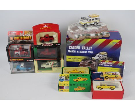 Corgi - 8 x boxed Land Rover models in 1:43 scale including Calder Valley Rescue set # CV1002, Series II Robsons Of Carlisle 