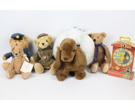 Dean's Bears and others -4 bears and 1 plush dog.  2 x Dean's bears. 1 x Limited edition "Horace" 1997 membership bear from t