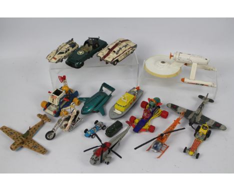 Dinky Toys - Ideal - Corgi Comics - James Bond - Evil Knievel - Wacky Races. A lovely selection of 16 loose die cast models a