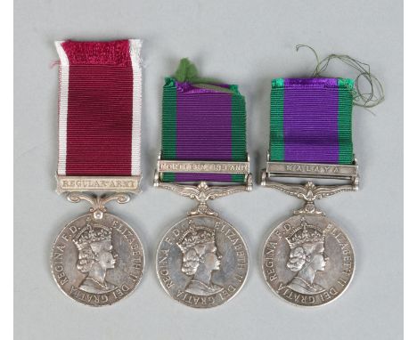 A trio of Elizabeth II replacement medals, regular army for long service and good conduct, Northern Ireland for campaign serv