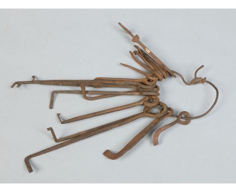 A set of 19th century lock pickers tools.  Condition Report. To be used as a guide only. Heavily pitted. 