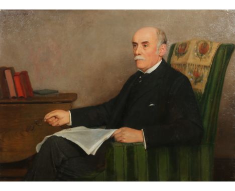 Wolfram Onslow Ford (1879-1956), an unframed oil on canvas. Portrait of a seated gentleman. Signed and dated 1904, 56cm x 76c