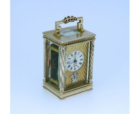 A Charles Frodsham Limited hallmarked silver miniature Carriage Clock, hallmarked London, 1981, commemorating the marriage of