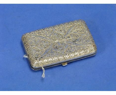 An oriental silver Cigarette Case, circa early-20thC, unmarked, of rectangular form, the whole with chased foliate decoration